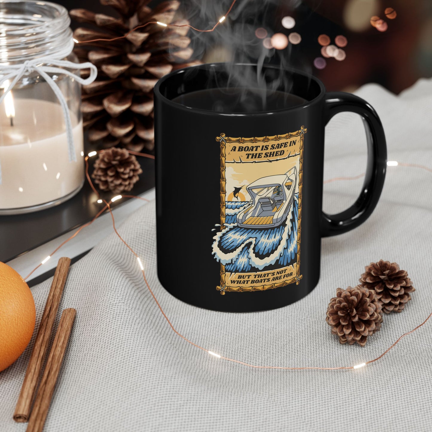 Skeleton design mug for fishing addicts