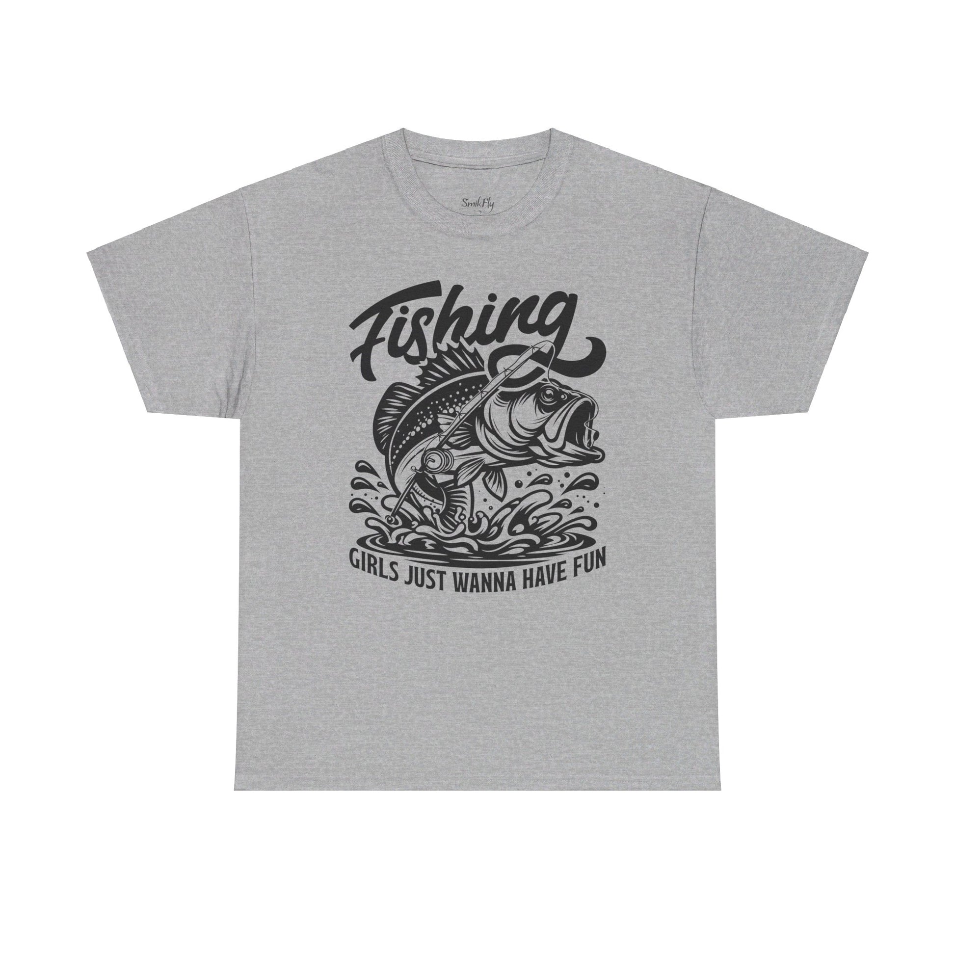Heather blends 50% cotton and 50% recycled polyester, cute fishing shirt