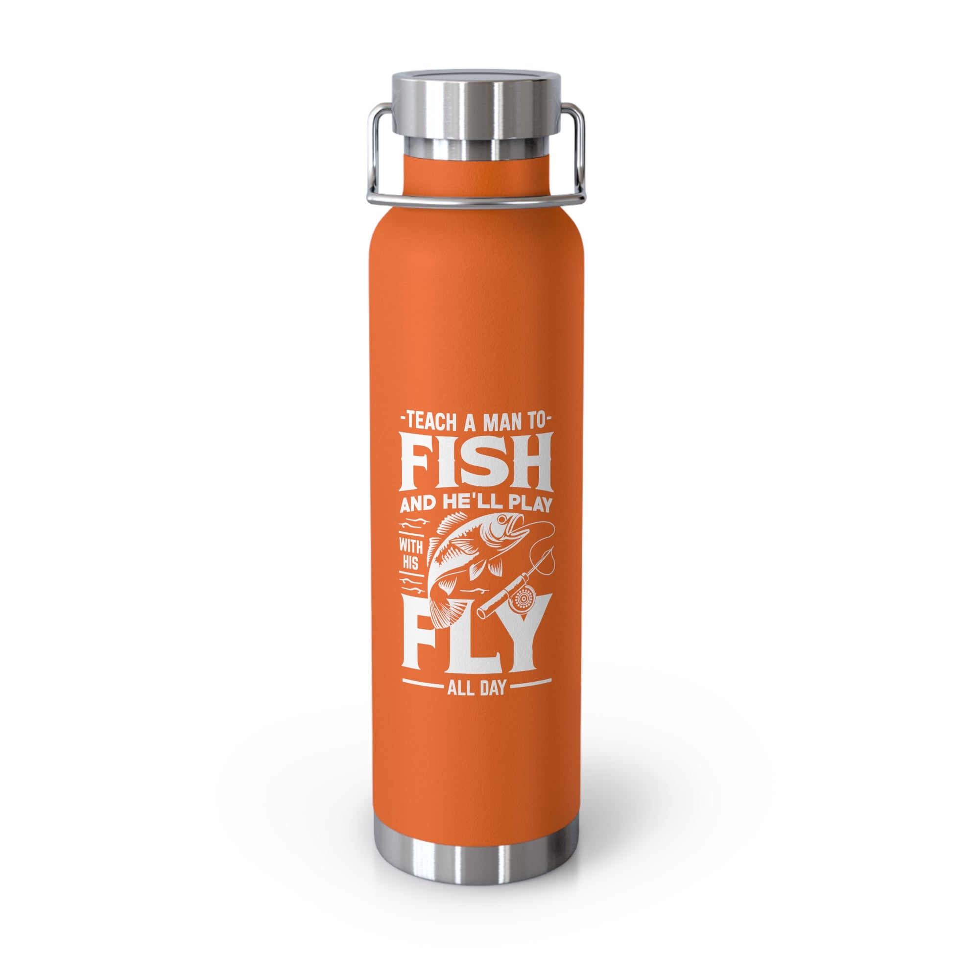 22 oz capacity, keeps drinks hot or cold thermos, What is fly fishing